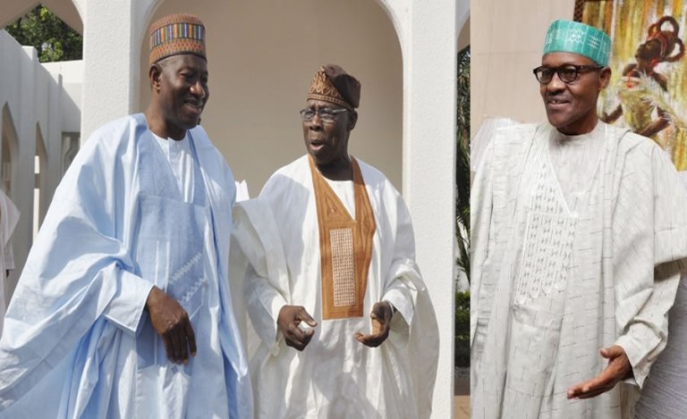 Former leaders: Frm President Jonathan, Frm President Obasanjo and President Buhari
