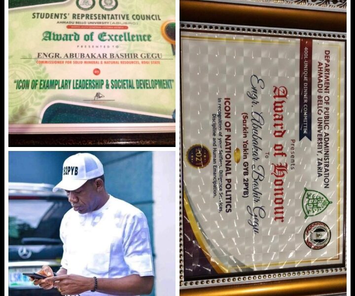 Engr. Mohammed Abubakar Bashir Gegu with his newly conferred multiple awards