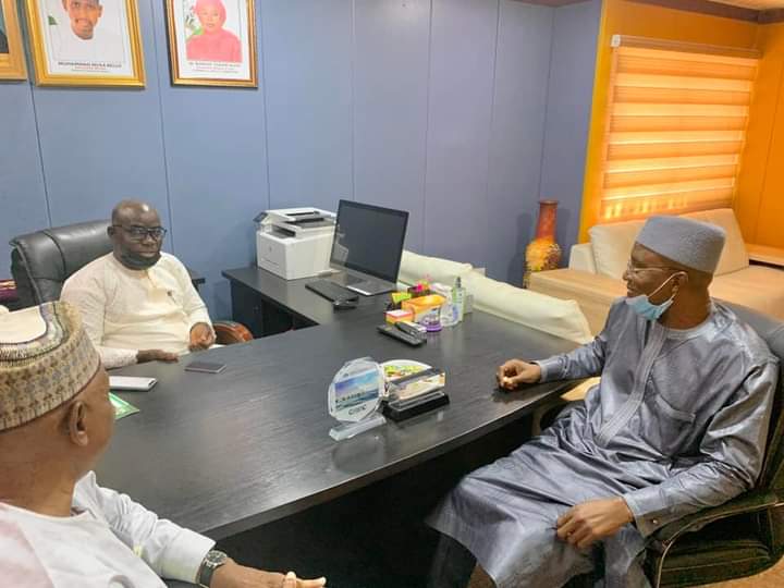 Chairman of the FCT APC, Alhaji Abdulmalik Usman, during his visit to the Newly appointed mandate secretary, Hon Zakari Angulu Dobi, in his office on Wednesday in Abuja