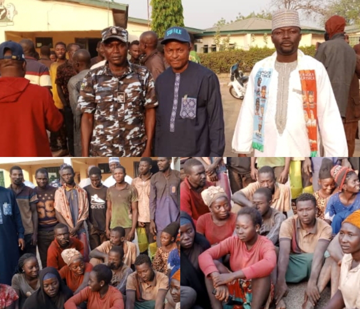 Chairman Toto Local Government Council, Hon. Aliyu Abdullahi Tashas, security chief and rescue kidnap victims on Friday