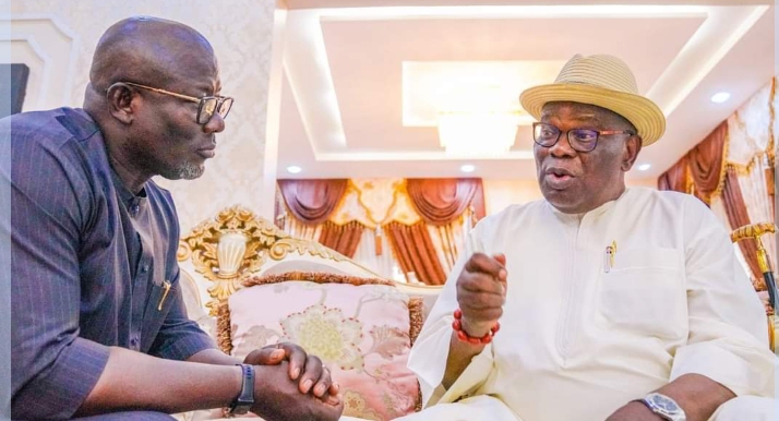 Delta State Governor-Elect, Rt Hon Sheriff Francis Oborevwori and Former Federal Minister of Information and Professor of Political Science, Prof Sam Oyovbaire