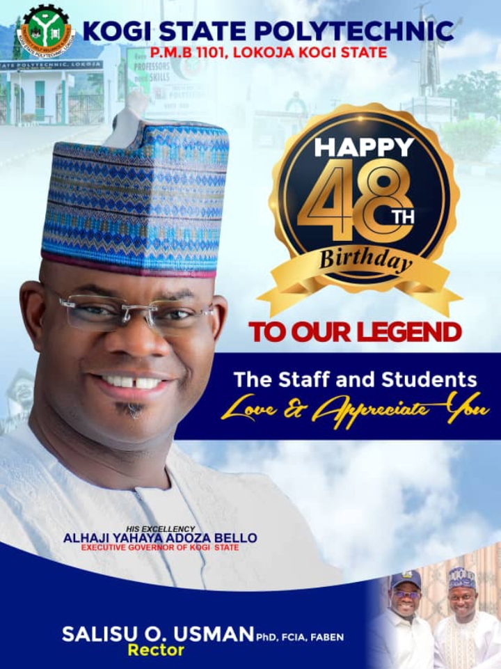 KOGI POLY RECTOR REJOICE WITH THE PEOPLE'S GOVERNOR AT 48