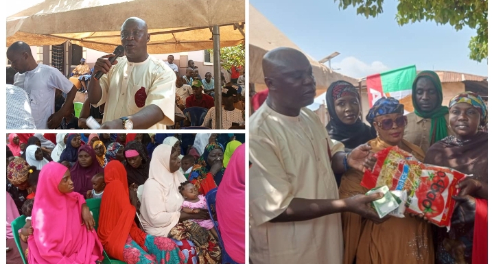 Kogi election: Perm. Sec. Rural devt., Hussaini Sule (Onkwo) distributes cash, food items to Koton-karfe women, vulnerable