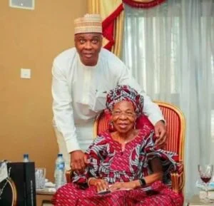 Former senate President Bukola Saraki and late mother