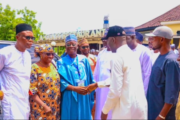 Alhaji Muritala Dan-madami Rich exchanging pleasantry with former Speaker of Nasarawa State House of Assembly and now Chairman governing council Federal Polytechnic Damaturu, Yobe State, Rt. Hon Ibrahim Balarabe Abdullahi in Abuja