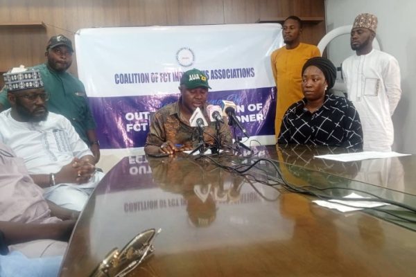 Spokesman of the FCT coalition of Abuja Indigenous Association Comrade Abdullahi Suleiman Ango during the press conference in Abuja.