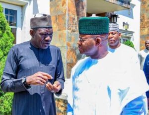 Immediate former Kogi State Governor, Alhaji Yahaya Adoza Bello and Kogi State Commissioner for Solid Minerals and Natural Resources, Engineer Abubakar Mohammed Bashir Gegu