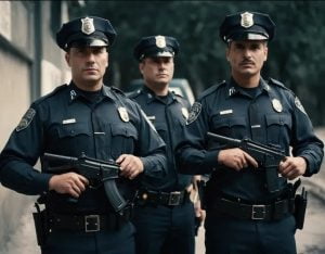 United States of America (USA) Police Officers on duty  