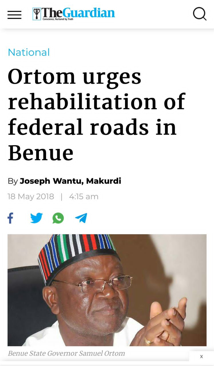 You're a liar: Group hits Benue Gov Alia over Agasha Road Project