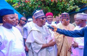 Former Nasarawa State House of Speaker and Chairman governing council Federal Polytechnic Damaturu, Yobe State, Rt. Hon Ibrahim Balarabe Abdullahi exchange pleasantry with well-wishers 