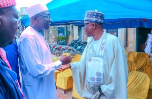 Former Nasarawa State House of Speaker and Chairman governing council Federal Polytechnic Damaturu, Yobe State, Rt. Hon Ibrahim Balarabe Abdullahi exchange pleasantry with well-wishers 