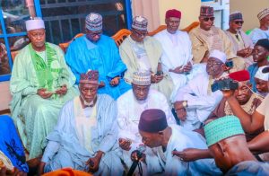 Former Nasarawa State House of Speaker and Chairman governing council Federal Polytechnic Damaturu, Yobe State, Rt. Hon Ibrahim Balarabe Abdullahi exchange pleasantry with well-wishers 