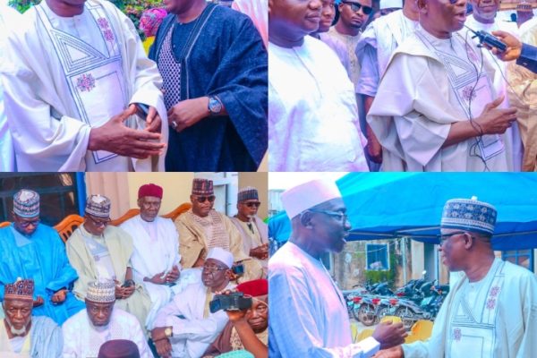 Former Nasarawa State House of Speaker and Chairman governing council Federal Polytechnic Damaturu, Yobe State, Rt. Hon Ibrahim Balarabe Abdullahi exchange pleasantry with well-wishers