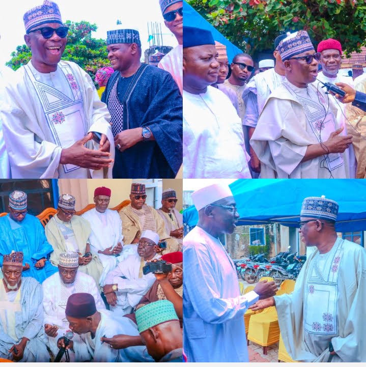 Former Nasarawa State House of Speaker and Chairman governing council Federal Polytechnic Damaturu, Yobe State, Rt. Hon Ibrahim Balarabe Abdullahi exchange pleasantry with well-wishers