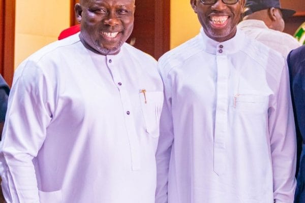 Delta State Governor, Rt. Hon. Sheriff Oborevwori and his predecessor, Senator Dr. Ifeanyi Arthur Okowa, CON