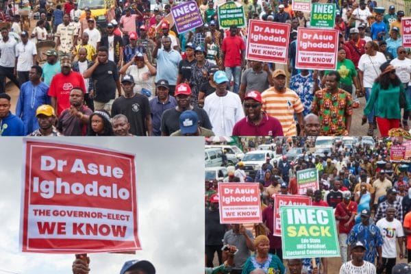 Benin residents protest disputed Edo governorship election results