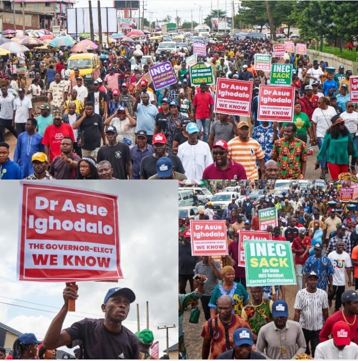 Benin residents protest disputed Edo governorship election results