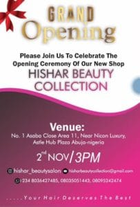 HISHAR Beauty Collection Debuts in Abuja, November 2.