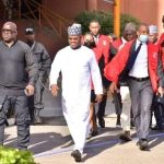 Former Kogi State Governor, Alhaji Yahaya Bello, his lawyers and EFCC officials