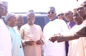 Rt. Hon Ibrahim Balarabe Abdullahi, immediate past Speaker of the Nasarawa State House of Assembly, Chairman governing council Federal Polytechnic Damaturu, Yobe State and Hon Mohammed Garba Isimbabi incumbent member representing Toto/Gadabuke State Constituency and people of Shafa Abakpa Ward showing love and solidarity 