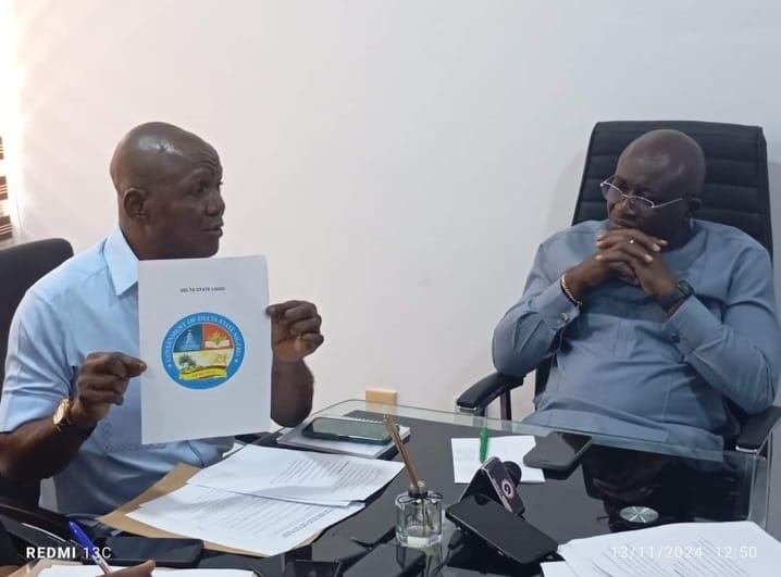 Dr. Fred Latimore Oghenesivbe, Director-General of the Delta State Orientation and Communications Bureau (L) and Director-General of the Delta State Capital Territory Development Agency, Mr. Patrick Ukah (R)