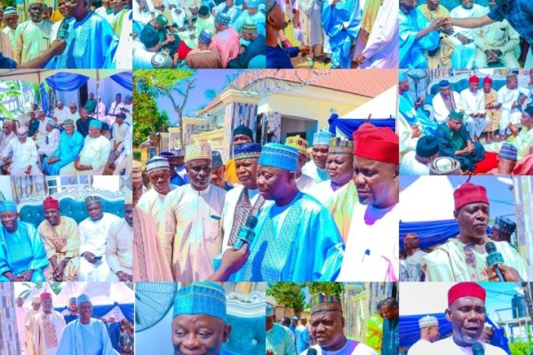 The Immediate Past Speaker of the Nasarawa State House of Assembly, Rt. Ibrahim Balarabe Abdullahi, who also serves as Chairman of the Governing Council of Federal Polytechnic Damaturu, Yobe State in pose with dignitaries who attended wedding ceremony of his stepdaughter in Lafia