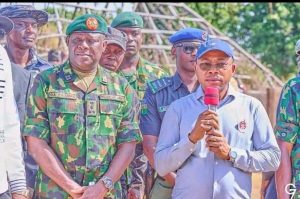 Kogi State Governor, Alhaji Ahmed Usman Ododo addressing people in Bagana, Omala LG