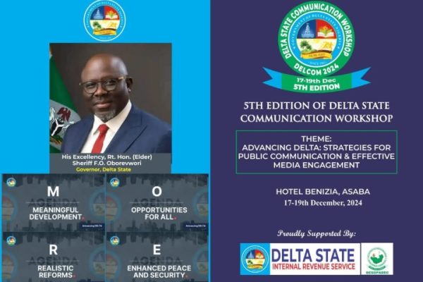 Oborevwori to declare DELCOM 2024 open on Tuesday, 17th December @ Hotel Benizia Asaba