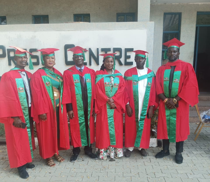 Director General, Delta State Orientation and Communications Bureau, Dr Fred Latimore Oghenesivbe, and other Nigerians inducted into the prestigious Nigerian Institute of Public Relations, NIPR, in Abuja.