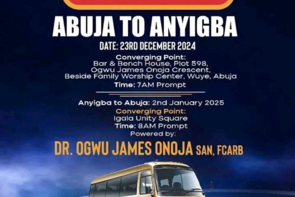 Ogwu James Onoja Offers Free Christmas Bus Services