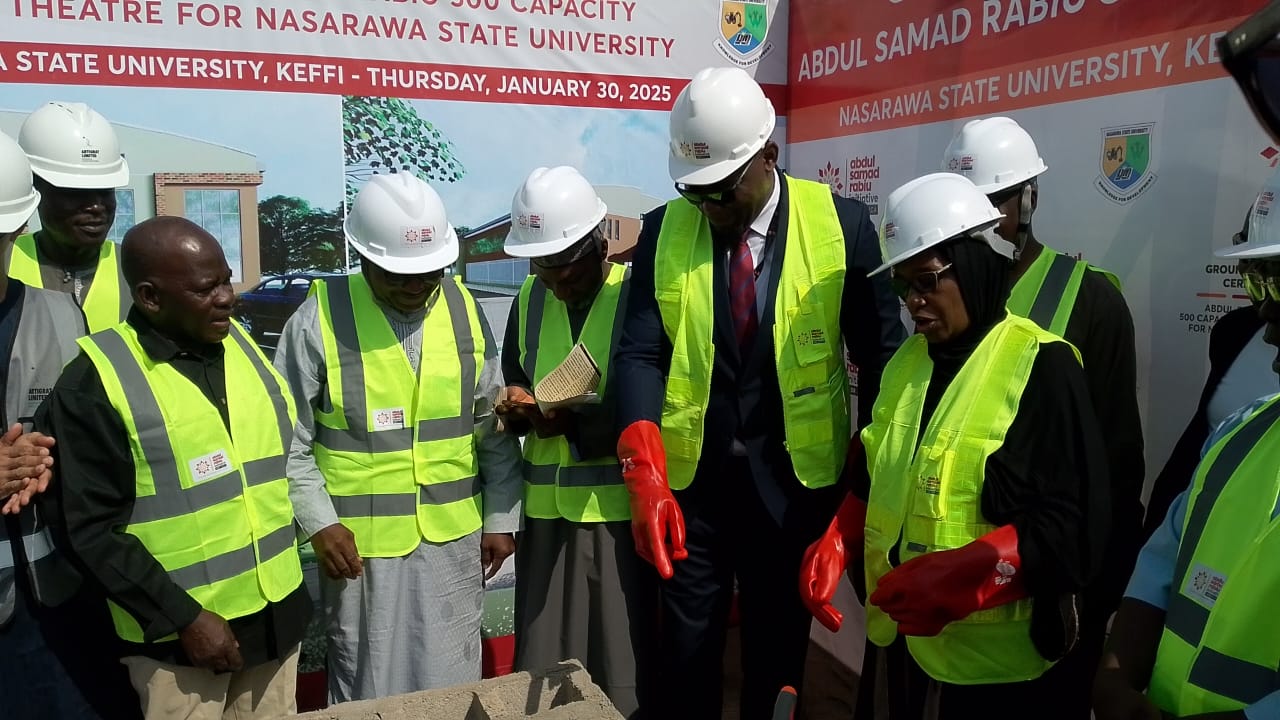 Prof. Sa'adatu Hassan Liman, the vice Chancellor NSUK with MD/CEO Abdulsamad Rabiu Africa initiative alongside other dignaries, during the groundbreaking ceremony.