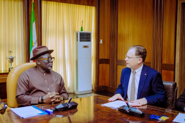 Governor of Delta State, Rt. Hon. Sheriff Oborevwori and Chairman and Managing Director of Chevron Nigeria Limited, Jim Swartz