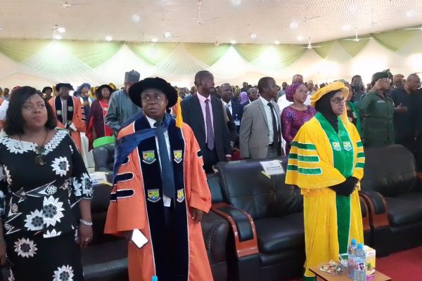 Prof. Uche Uwaleke at the middle, together with his lovely wife by the right and the vice Chancellor, Nasarawa State University, Keffi. Prof. Sa'adatu Hassan Liman by the left during the 50th inaugural lecture.