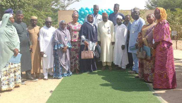 The DVC Academics, Prof Modibbo Sallau Abdullahi in the middle together with the Director of Entrepreneurship development Studies, Prof. Rashida Funke Olarewaju by the right as well as other Principal academic Staff of the University.
