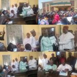 Images of Dr. Paul Femi Fashagba, the newly appointed Provost College of Education Ankpa receiving handing over documents from the outgoing Provost, Dr. Mohammed Keebiru Ibrahim on Monday at the council chamber