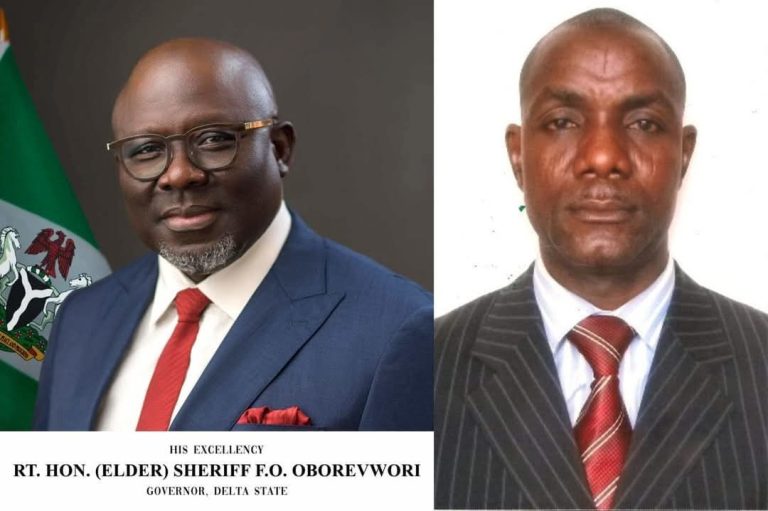 Delta State Governor overnor Sheriff Oborevwori and Director General, Delta State Orientation and Communications Bureau, Dr Fred Latimore Oghenesivbe