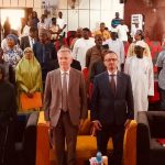 The vice Chancellor of NSUK with members of the diplomatic community during the induction of first set of students.