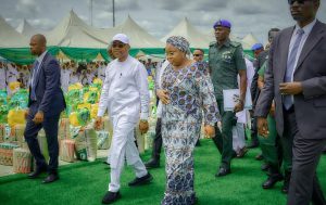 Kogi State Governor, Ahmed Usman Ododo during direction of palliatives to over 1500 women across 21 LGAs