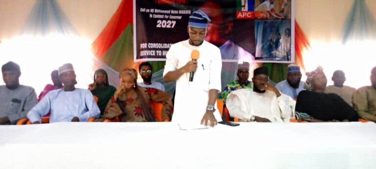 Coalition leader Yahaya David alongside other members during a press conference in Lafia on Monday