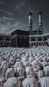 The Kaaba is the holiest site in Islam, located at the center of the Masjid al-Haram mosque in Mecca, Saudi Arabia. It is a cube-shaped stone structure considered the "House of Allah" and serves as the qibla—the direction Muslims face during daily prayers worldwide.