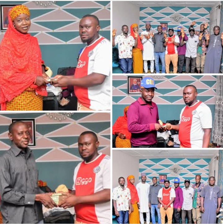 Commissioner Bashir Gegu's Chief of Staff, Hon. Muhammed Abdulmumuni Chiri presenting the 300,000 monthly support to past councilors