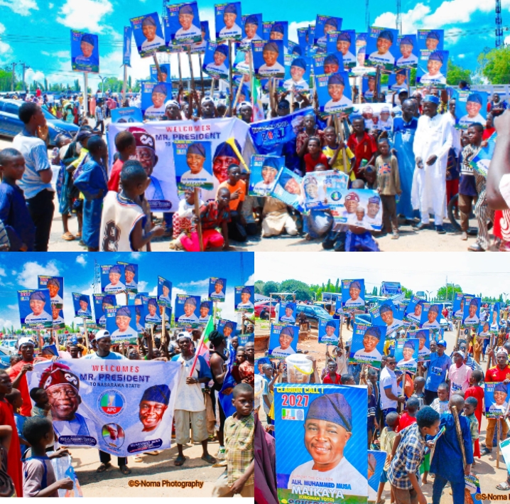 Maikaya supporters welcoming President Bola Ahmed Tinubu in Lafia, Nasarawa State