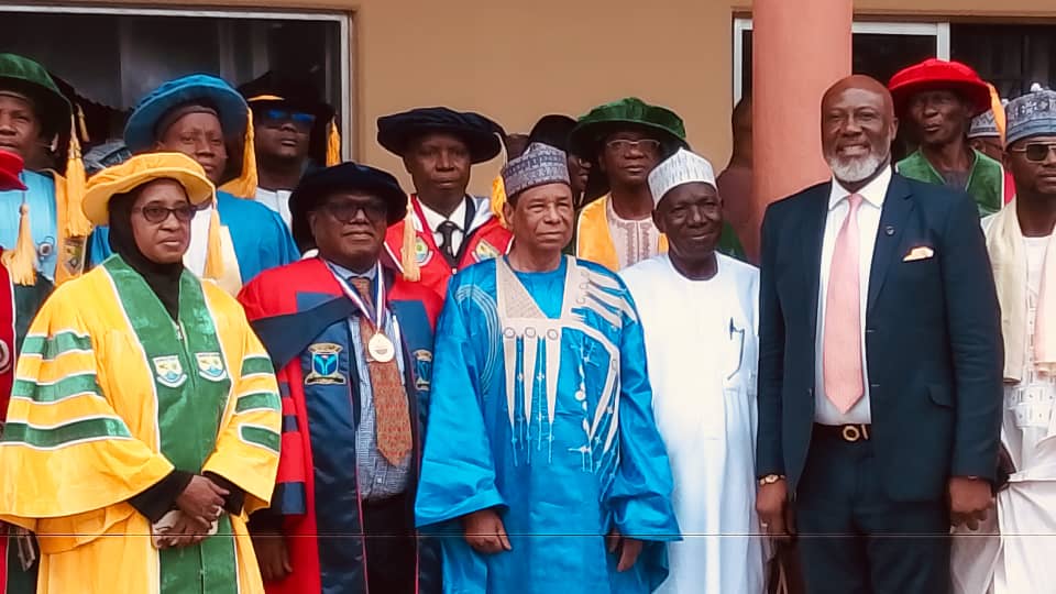 The inaugural lecturer, prof. Gidado, the NSUk Vice Chancellor, prof. Sa'adatu Hassan Liman and Sen. Dino Melaye Among other dignitaries shortly after the 53rd inaugural lecture.