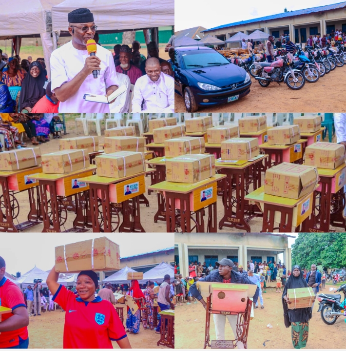 Nasarawa Lawmaker, Ogazi distributes car, motorcycles and sewing machines worth millions to constituents