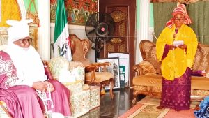 Zonal director of NOA, Dr. Priscilla Gondoaluor at the emir of Keffi's palace.