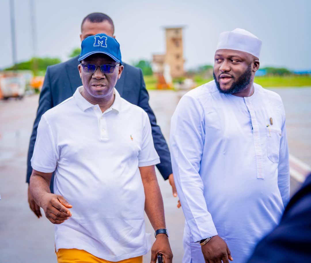 Edo State Governor, Senator Monday Okpebholo (L) and Hon. Victor Ureshemi Akande