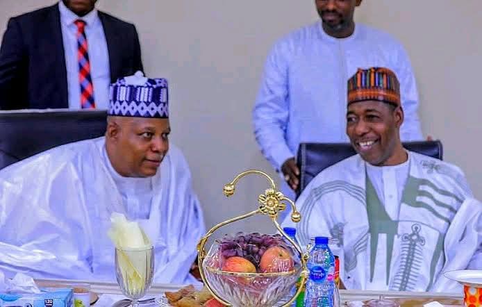 His Excellency Vice President Kashim Shettima and Professor Babagana Umara Zulum, mni, CON, FNSE Executive Governor of Borno State and Chairman, Northeast Governors Forum