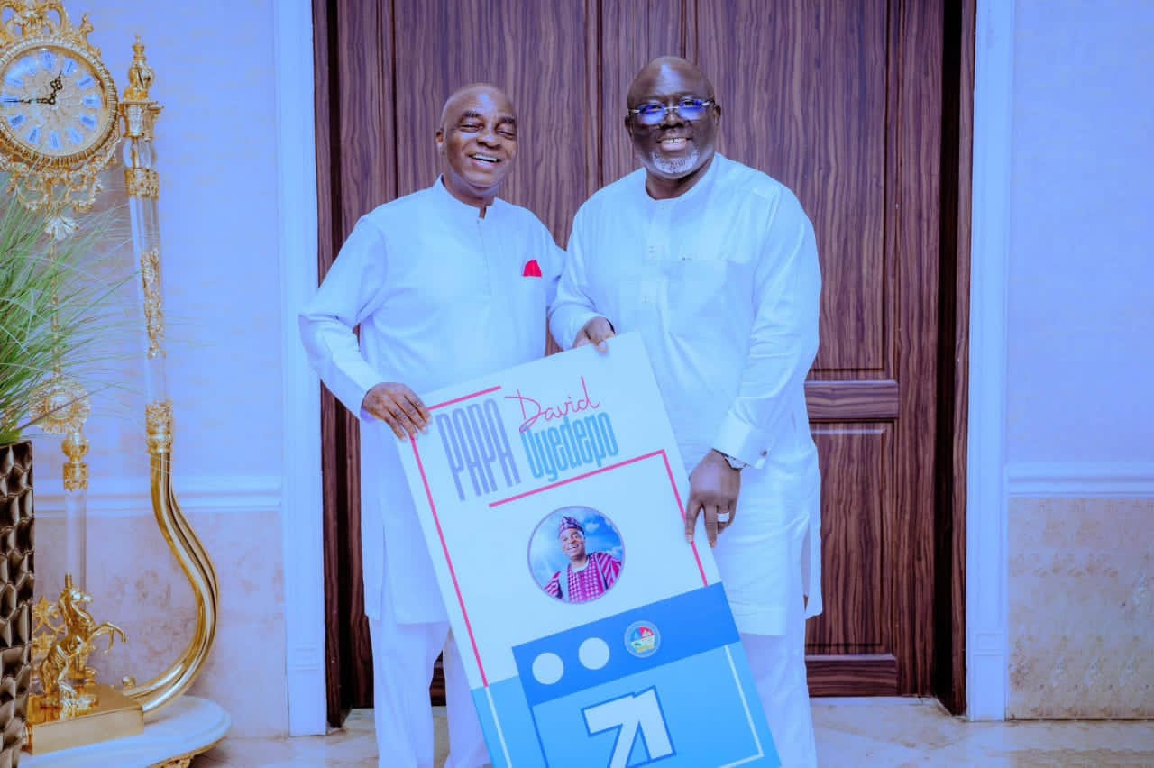 Founder and Presiding Bishop of Living Faith Church (Worldwide), Dr. David Oyedepo and Delta State Governor, Rt. Hon. Sheriff Oborevwori (R)
