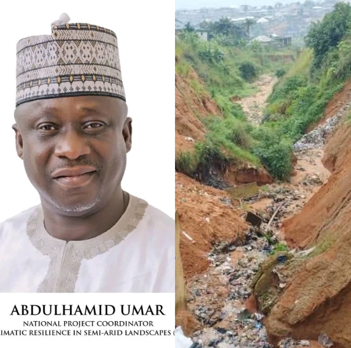 Alhaji Abdulhamid Umar, National Coordinator for ACReSAL, facilitates a World Bank project to tackle Toto gully erosion
