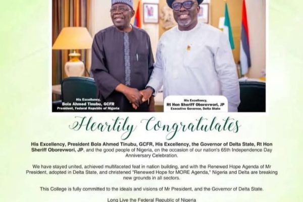 Nigeria Breaking New Grounds @ 65: A celebration of Unity and Progress – Delta CDGs, CJCO & ES President Bola Tinubu and Governor Francis Oborevwori of Delta Governor